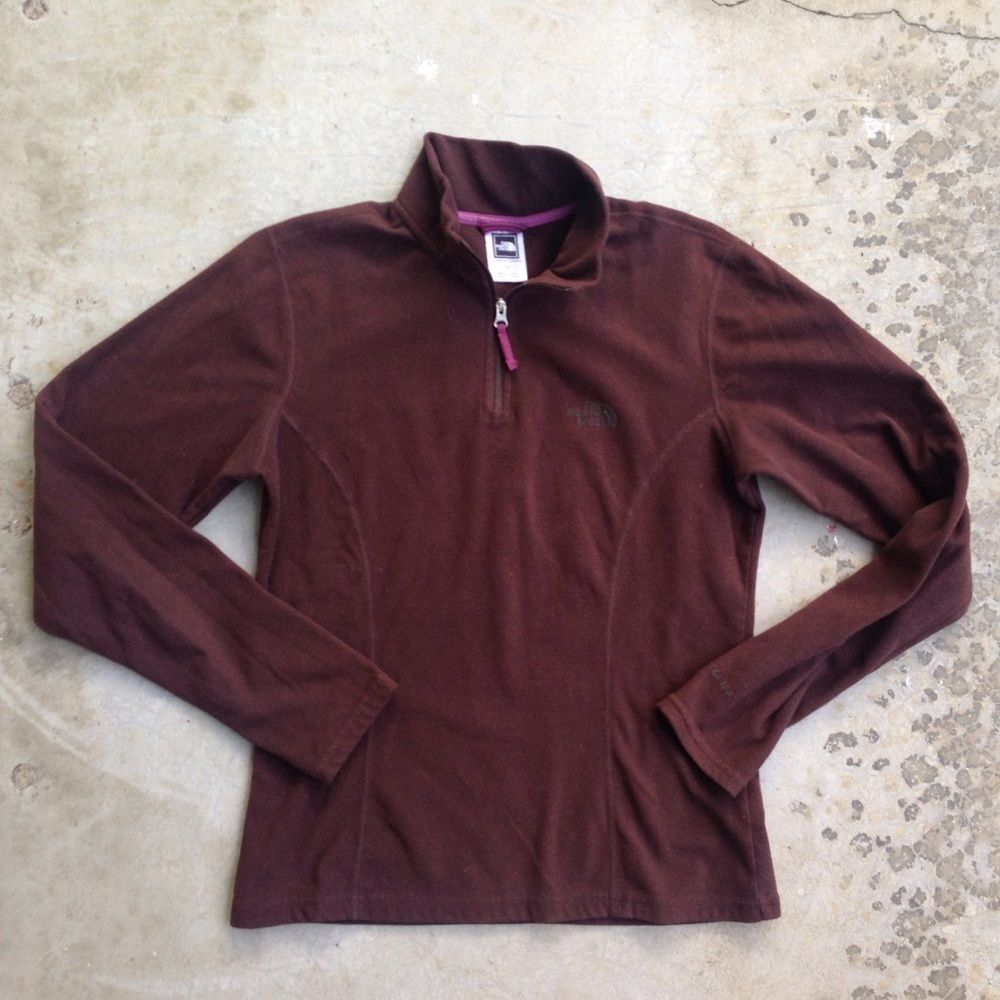 North Face brown fleece pullover zip lightweight S